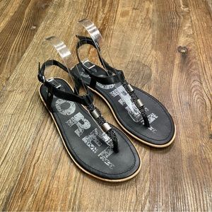 Sorel Black Ella T-strap Sandals Size 9